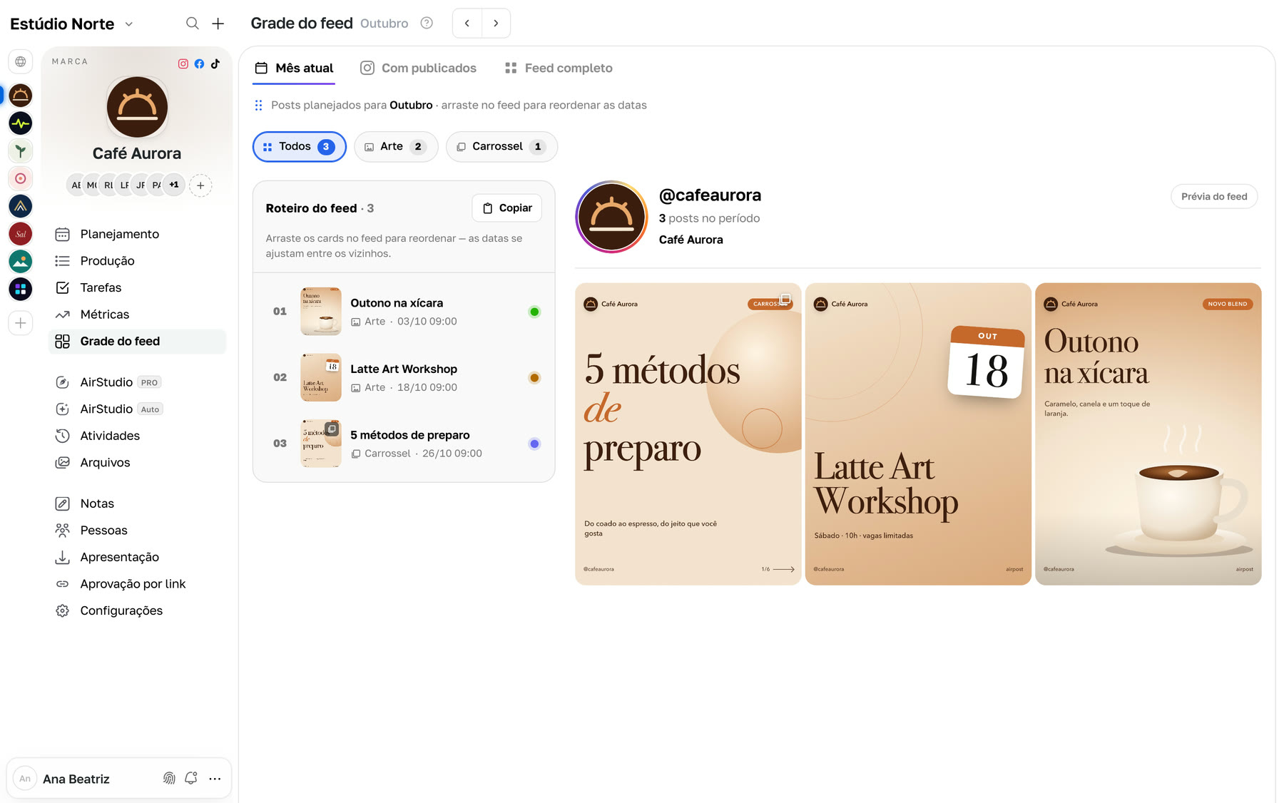 Grade do feed: prévia do Instagram antes de publicar